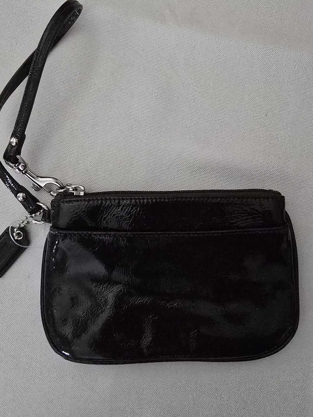 Brown Patent Leather Wristlet Clutch - Women’s Bag